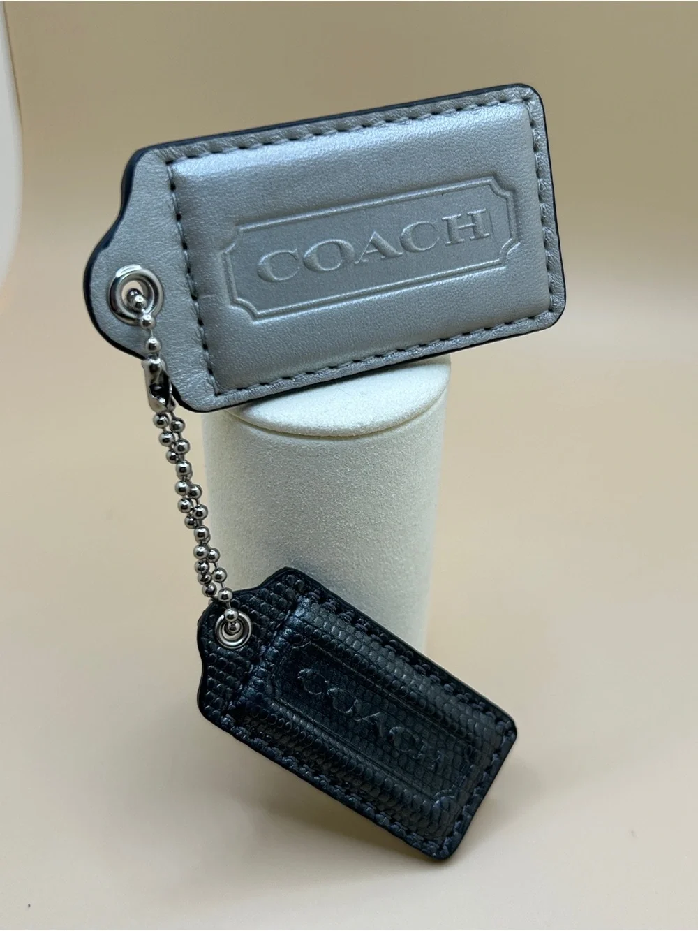 Two Authentic Coach Leather Bag Hang Tags